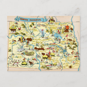 Postal Mapa de cosechas divertidas de Dakota del Norte