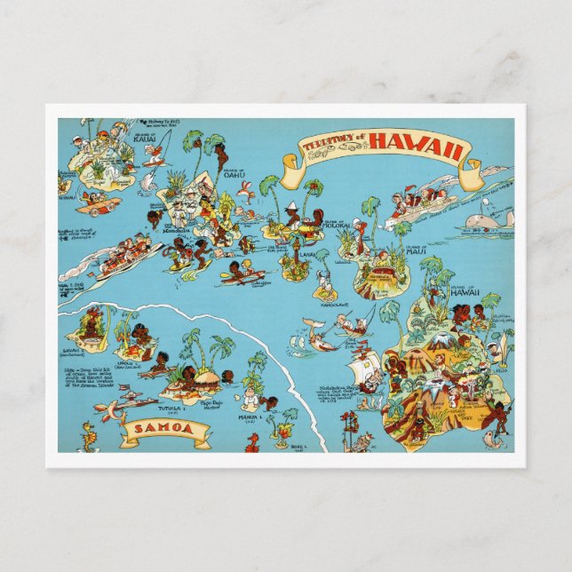 Postal Mapa de cosechas divertidas de Hawaii (Anverso)
