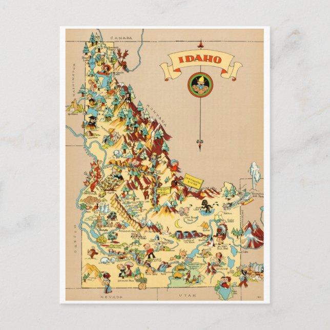 Postal Mapa de cosechas divertidas de Idaho (Anverso)