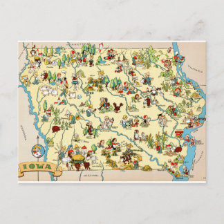 Postal Mapa de cosechas divertidas de Iowa