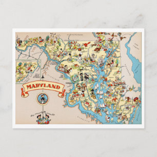 Postal Mapa de cosechas divertidas de Maryland