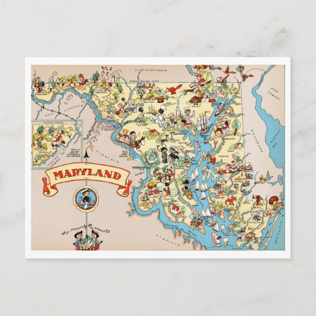 Postal Mapa de cosechas divertidas de Maryland (Anverso)