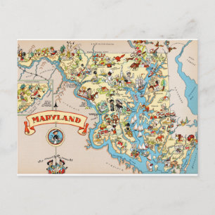 Postal Mapa de cosechas divertidas de Maryland