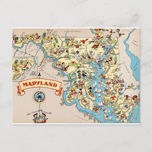 Postal Mapa de cosechas divertidas de Maryland (Anverso)