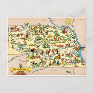 Postal Mapa de cosechas divertidas de Nebraska