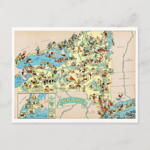 Postal Mapa de cosechas divertidas de Nueva York