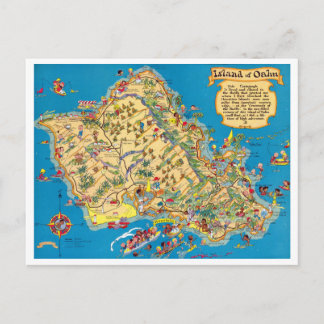 Postal Mapa de cosechas divertidas de Oahu