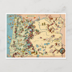 Postal Mapa de cosechas divertidas de Oregon