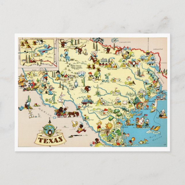 Postal Mapa de cosechas divertidas de Texas (Anverso)