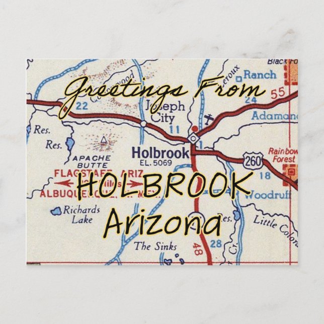 Postal Mapa de cosechas Holbrook AZ (Anverso)