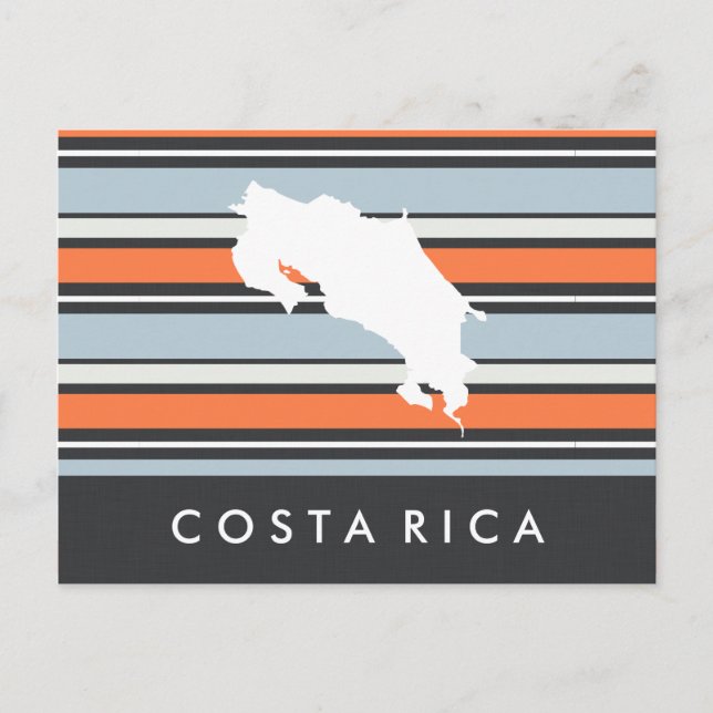 Postal Mapa de Costa Rica: franjas modernas (Anverso)