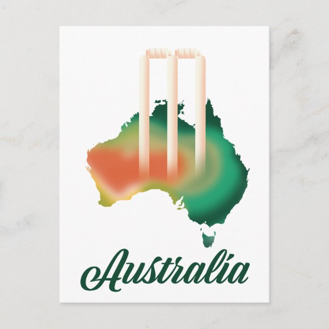 Postal Mapa de críquet de Australia. (Anverso)