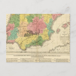 Postal Mapa de Cronología de España y Portugal