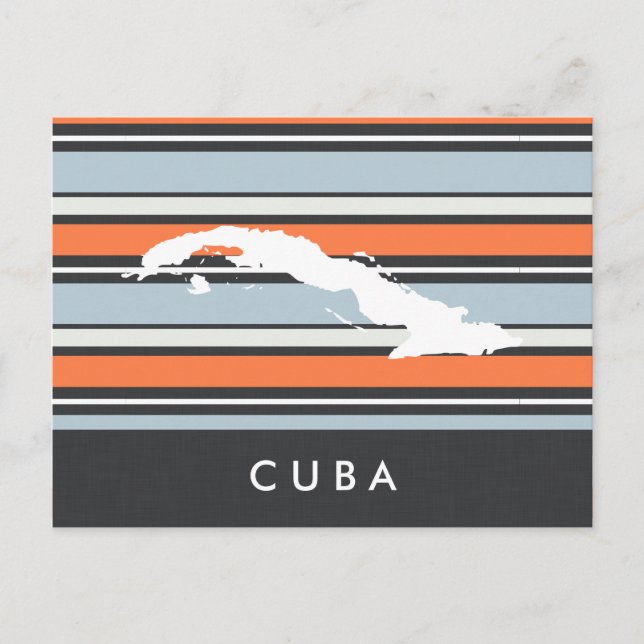 Postal Mapa de Cuba: Franjas Modernas (Anverso)