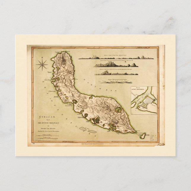 Postal Mapa de Curazao, Antillas Menores (1794) (Anverso)