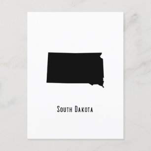 Postal Mapa de Dakota del Sur - Moderno blanco y negro