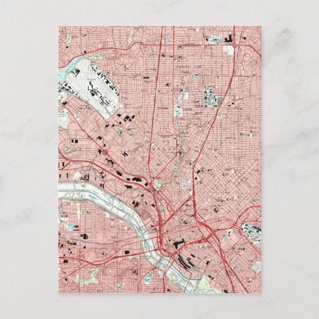 Postal Mapa de Dallas Texas (1995) (Anverso)