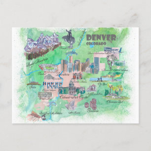 Postal Mapa de Denver Colorado Viajes 