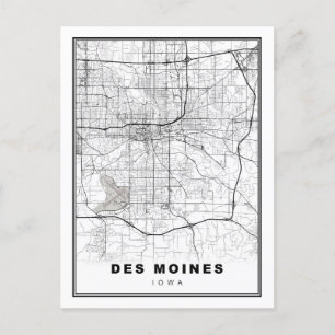Postal Mapa de Des Moines