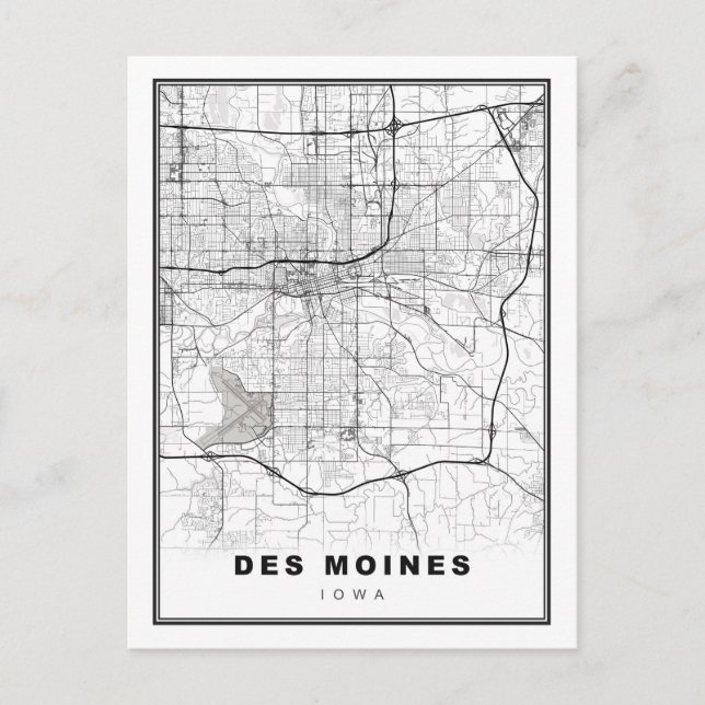 Postal Mapa de Des Moines (Anverso)