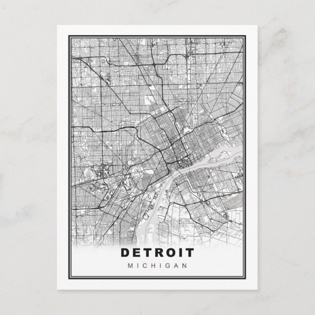 Postal Mapa de Detroit (Anverso)