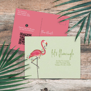 Postal Mapa de direcciones de código QR de Flamingo para
