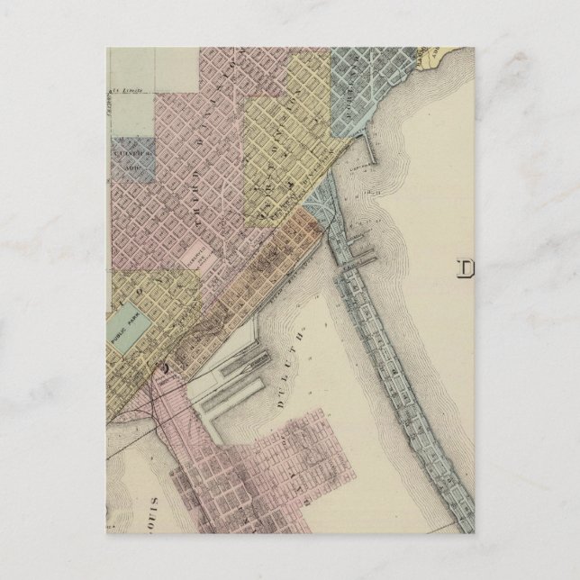 Postal Mapa de Duluth, Condado de St. Louis, Minnesota (Anverso)