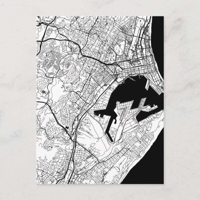 Postal Mapa de Durban Sudáfrica (Anverso)