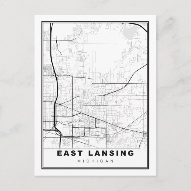 Postal Mapa de East Lansing (Anverso)