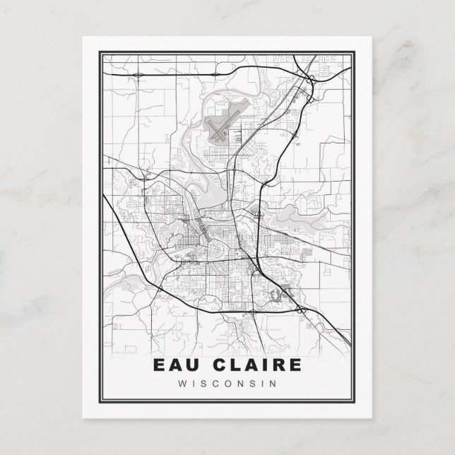 Postal Mapa de Eau Claire (Anverso)