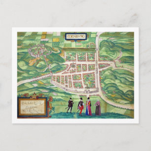 Postal Mapa de Edimburgo, de 'Civitates Orbis Terrarum'