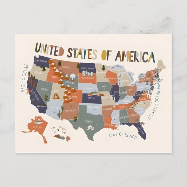 Postal Mapa de EE. UU. (Anverso)