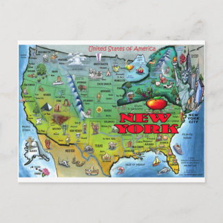 Postal Mapa de EE.UU. de Nueva York