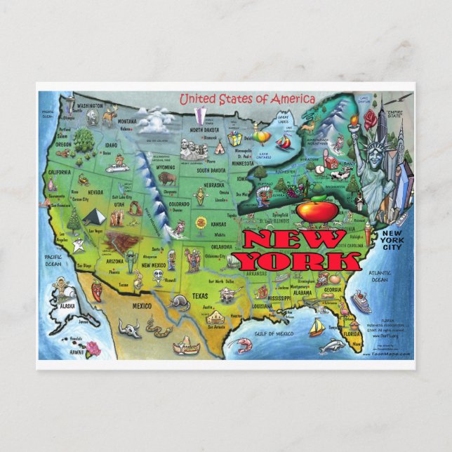 Postal Mapa de EE.UU. de Nueva York (Anverso)