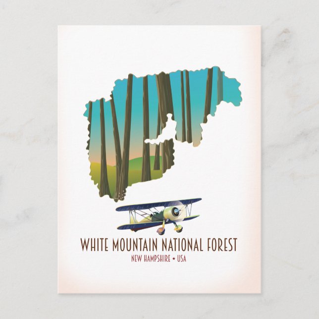 Postal Mapa de EEUU del bosque nacional de las montañas b (Anverso)