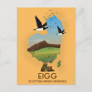 Postal Mapa de Eigg Islas Hébridas Interiores Escocesas