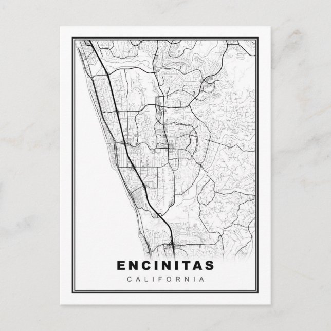 Postal Mapa de Encinitas (Anverso)