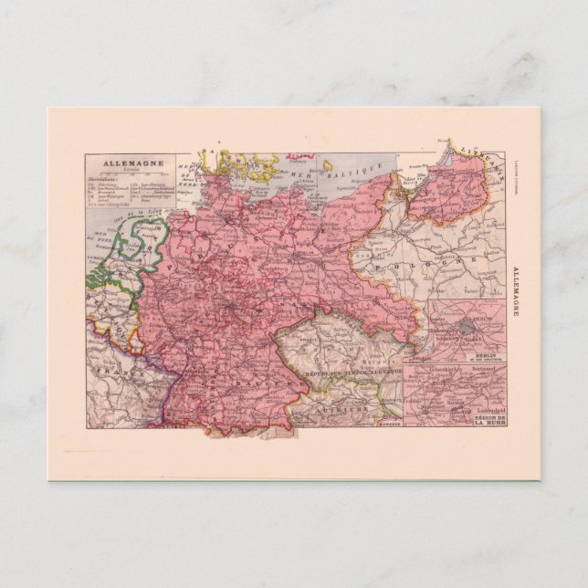 Postal Mapa de época, 1920, Alemania (Anverso)