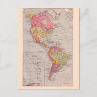 Mapa de época, 1920, América, norte y sur