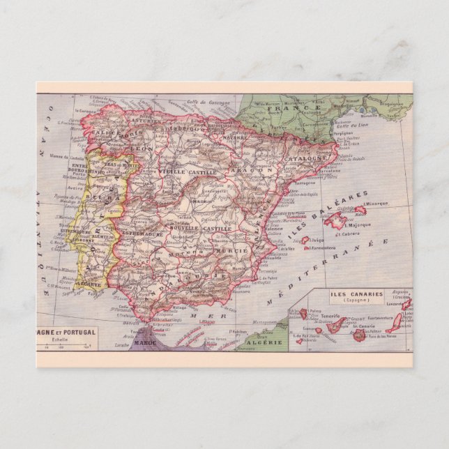 Postal Mapa de época, 1920, España (Anverso)