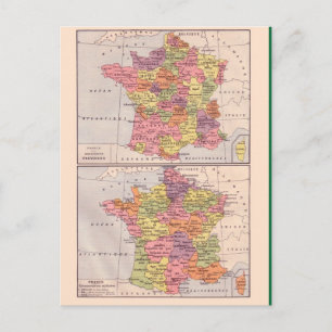 Postal Mapa de época, 1920, Francia