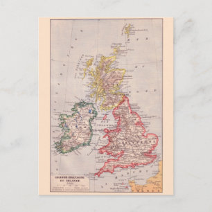 Postal Mapa de época, 1920, Gran Bretaña e Irlanda