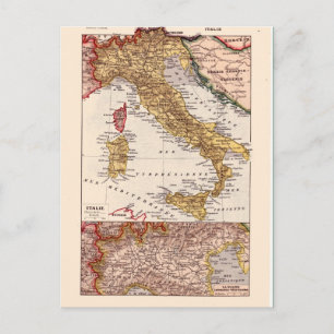 Postal Mapa de época, 1920, Italia