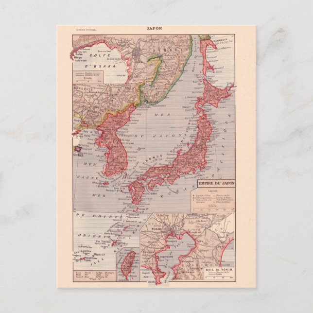 Postal Mapa de época, 1920, Japón (Anverso)