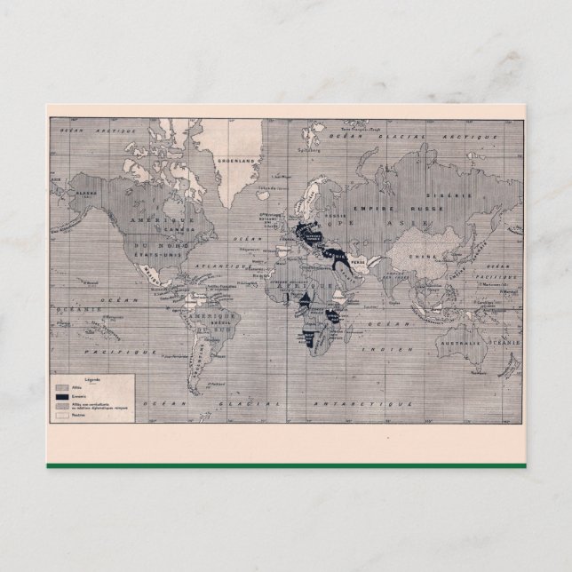 Postal Mapa de época, 1920, Primera Guerra Mundial, frent (Anverso)