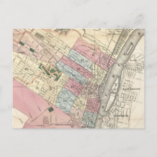 Postal Mapa de época de Albany NY (1874)