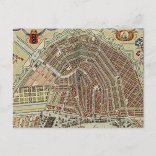 Postal Mapa de época de Ámsterdam (1688)