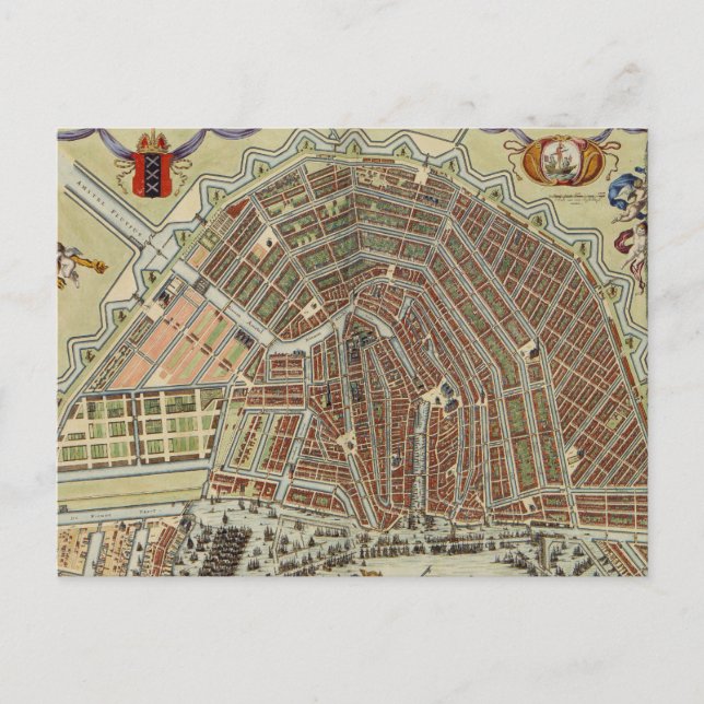 Postal Mapa de época de Ámsterdam (1688) (Anverso)