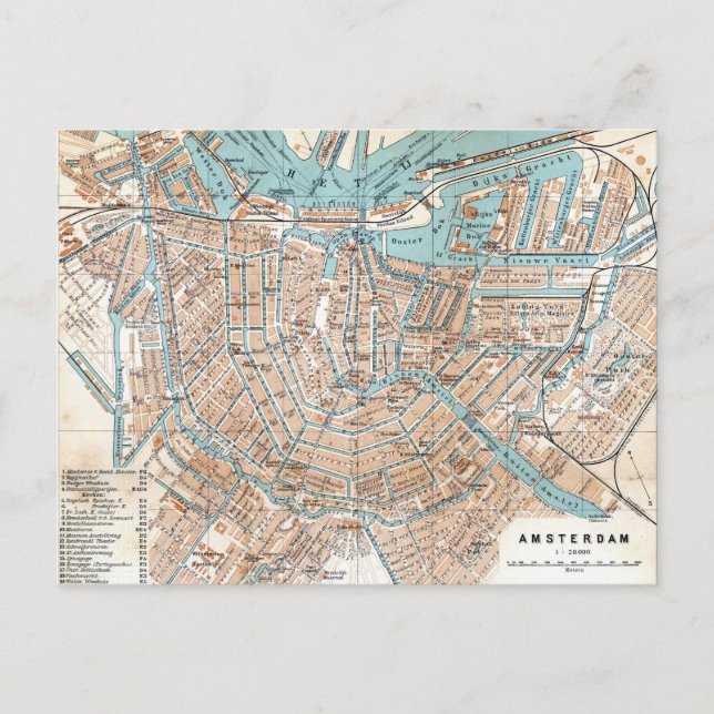 Postal Mapa de época de Amsterdam (1905) (Anverso)