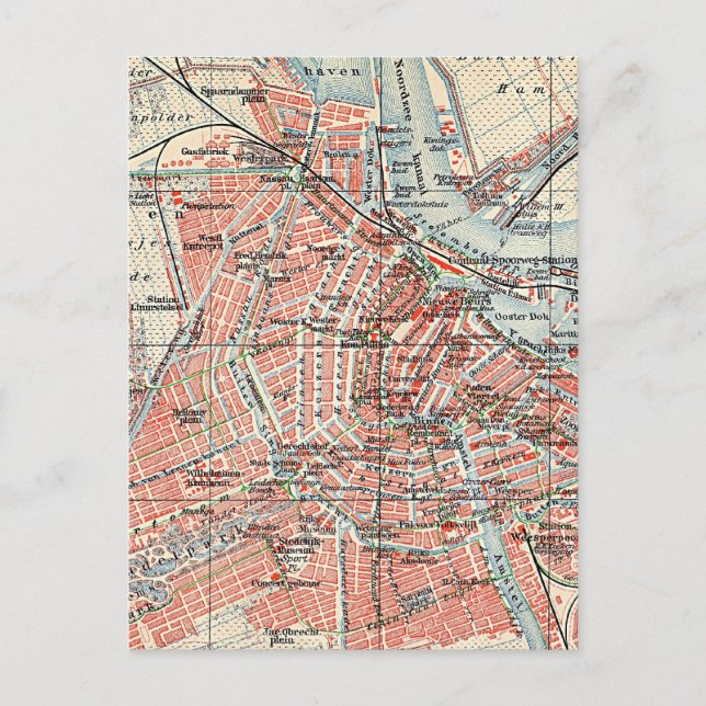 Postal Mapa de época de Amsterdam (1905) (2) (Anverso)
